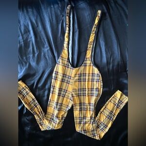 Yellow/ black overall jumpsuit